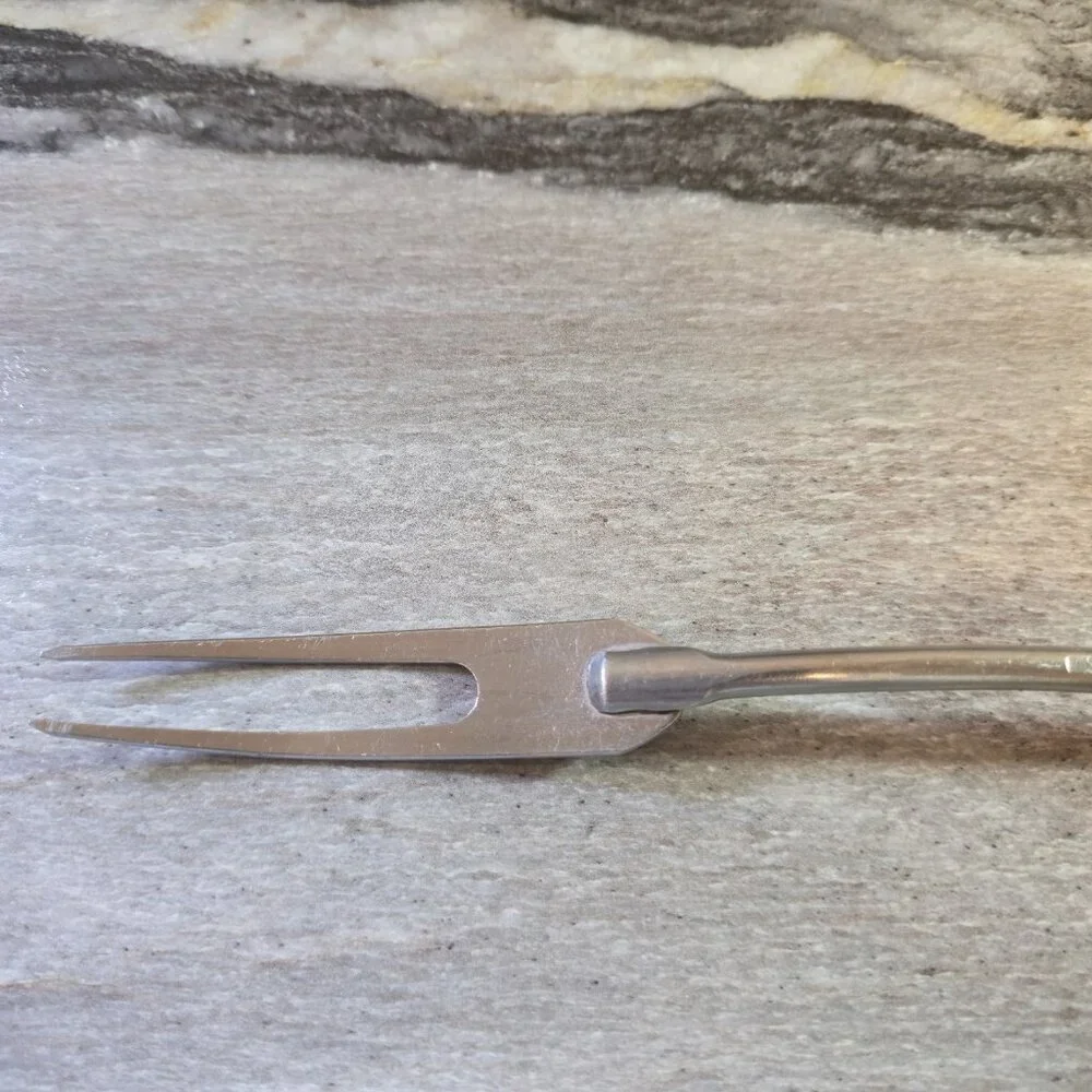 Ekco Eterna Carving Fork/Meat Fork Shaft Wood Handle 13” Long Vtg Kitchen USA